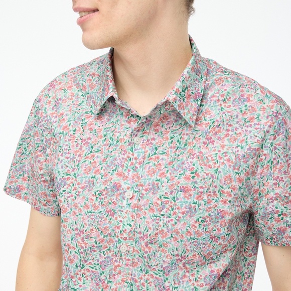 JCREW Size L Short-Sleeve Printed Flex Casual Shirt Floral Multi $89 BL165 - Picture 7 of 7